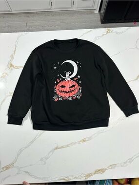 Black Halloween Pumpkin Graphic crewneck sweatshirt - goth spooky witchy grunge